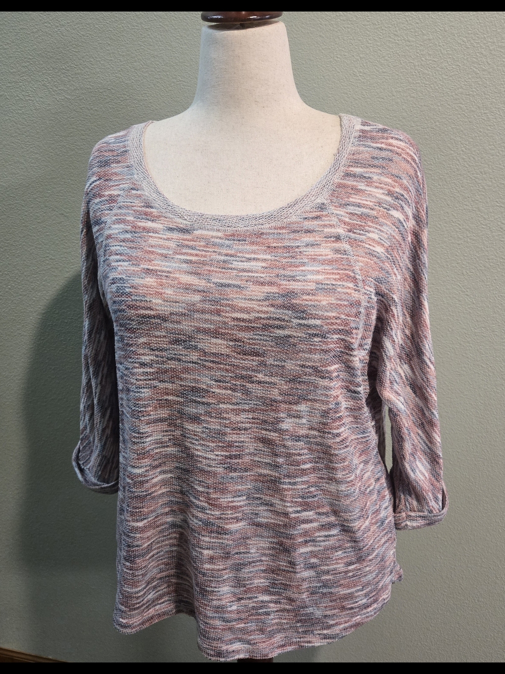 CJ Banks 1X - Marled Scoop Neck Tunic in Pale Pink and Blue
